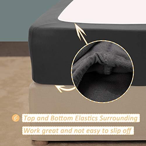 Stretch Jersey Box Spring Cover Wrap Around, Bed Skirt Alternative, Ultra Soft & Wrinkle Resistant, Full/Full XL, Dark Gray