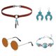 thumbnail image 4 of Traje hippie estilo bohemio étnico pendientes turquesa colgante collar de cuero vintage gafas accesorios, 4 of 5