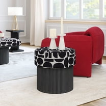 Boto Storage Ottoman Black & White Storage, Modern Style, Painted pine wood leg, Plywood, Indoor Living