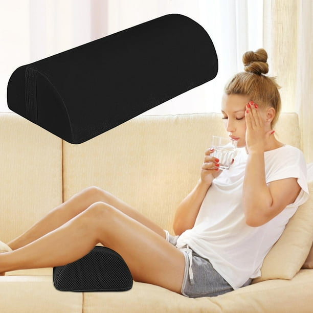 Reposapiés ergonómico con espuma viscoelástica, cojín semiformado para piernas, reposapiés para rodillas debajo del escritorio (negro)