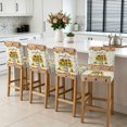 thumbnail image 3 of Sunflower Vintage Bar Stool Cover Set of 2, Farmhouse Floral Botanical Brown Wooden Stretch Bar Chair Cover, Removable Washable Pub Counter Stool Chair Slipcover for Kitchen Dining Room Pub Cafe, 3 of 9