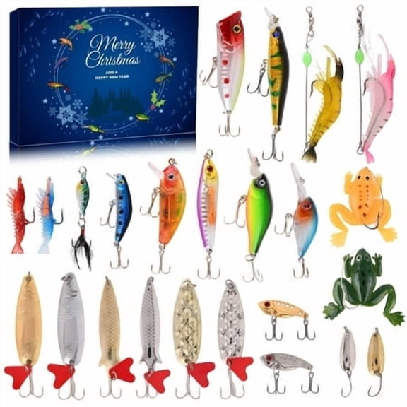 Advent Calendar Fishing Gift Set – 24 Days Fishing Lures Kit for Dad, Adult Fishermen & Teen Boys – 2026 Father's Day Surprise Countdown Gift