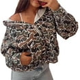 thumbnail image 1 of Sudadera con Capucha Estilo Y2K de Mujer, con Cremallera de un Cuarto, Extragrande, , con Estampado de Vaca y Patchwork Colorido Estampado de Leopardo M, 1 of 8