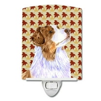 Caroline's Treasures LH9093CNL Australian Shepherd Fall Leaves Portrait Ceramic Night Light, 6x4x3", multicolor