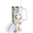 thumbnail image 2 of 40 oz Tumbler with Handle Lid and Straw Insulated Water Tumbler Stainless Steel Water Cup Mug Bottle Reusable Cup Holder Friendly Boho Moon Leaves, 2 of 6