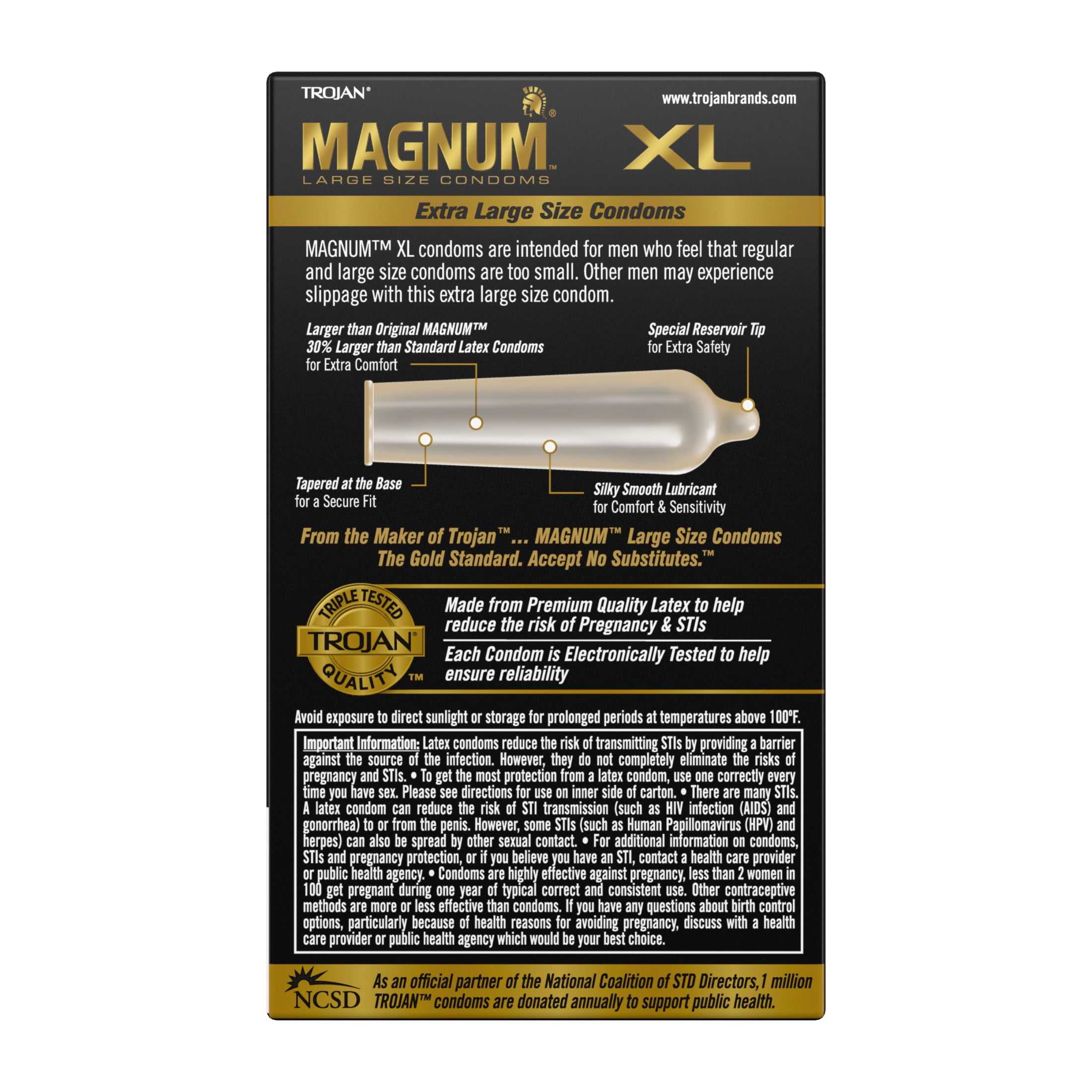 Trojan Magnum XL Large Size Lubricated Condoms - 12 Count