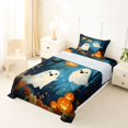 thumbnail image 3 of Manfei Forest Ghost Pumpkin Twin Sheets for Kids, Watercolor Fall Halloween Bedding, 3 Pieces, 1 Flat Sheet, 1 Fitted Sheet and 1 Pillowcase, 3 of 6