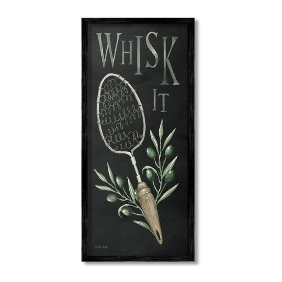 Stupell Industries Whisk It Vintage Kitchen Food & Beverage Painting Black Framed Art Print Wall Art, 10 x 24