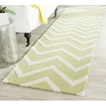 SAFAVIEH Cambridge Leon Zig Zag Stripes Wool Runner Rug, Green/Ivory, 2'6" x 8'