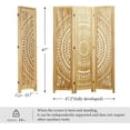 thumbnail image 4 of 66.9Inch Folding Room Divider, 3 Panels Wood Carved Privacy Screens, Free Assembled Freestanding Partition for Home Office Restaurant Bedroom (Natural), 4 of 16