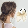 thumbnail image 2 of Unique Bargains 1 Pc Solid Color Bow Ribbon Hair Elastic Band for Home Light Coffee Color, 2 of 5