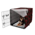 thumbnail image 2 of Rose Dog Crate Cover, Valentine's Day Retro Style Petals with Leaves Ornamental Growth Pattern, Easy to Use Pet Kennel Cover for Dogs, 35" x 23" x 27", Ruby Hunter Green Black, by Ambesonne, 2 of 6