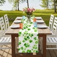 thumbnail image 4 of St. Patrick's Day Table Runner, Watercolor Lucky Shamrock Polka Dots Green Washable Cotton Linen Table Runners 36 Inches Long, Dresser Scarf Runner for Nightstand/End Tables/Round Tables 13''x36'', 4 of 9