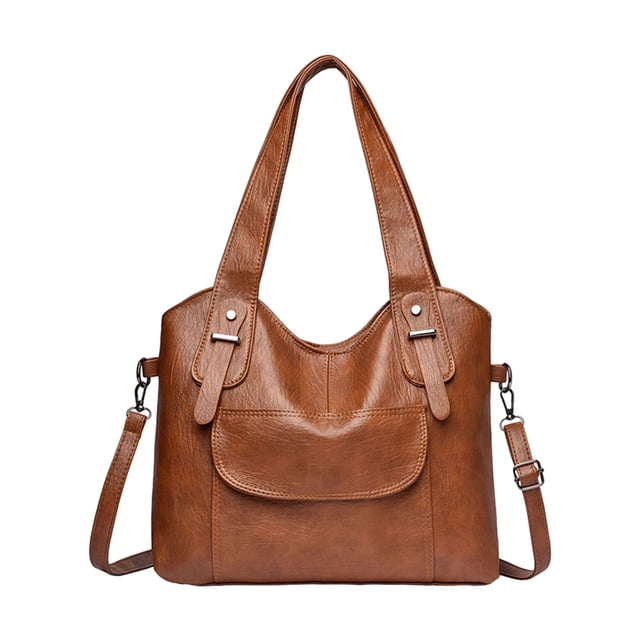 Bolso de hombro para mujer, suave, de piel sintética, elegante, para teléfono, cosméticos y viajes. Marrón