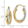 thumbnail image 3 of Real 14kt Two-tone Polished Double Oval Hoop Earrings; for Adults and Teens; for Women and Men, 3 of 3