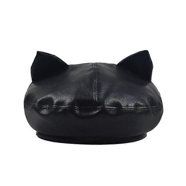 Gorra estilo Newsboy de Mimigo para mujer, de piel sintética, estilo Cabbie Sailor Fiddler Bakerboy Flat Gatsby Visera Boina Otoño Primavera Invierno con dos lindas orejas