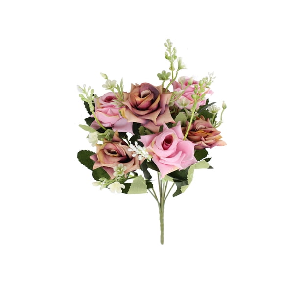 Artificial Flowers for Decoration - 6 Color Plastic Roses Bundle for Wedding and Home, 12 x 10.5 in