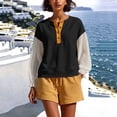 thumbnail image 2 of LckLvx Women's Sweatshirt Ruffle Long Sleeve Button Up Patchwork Tops Fall Travel Outfits, 2 of 6