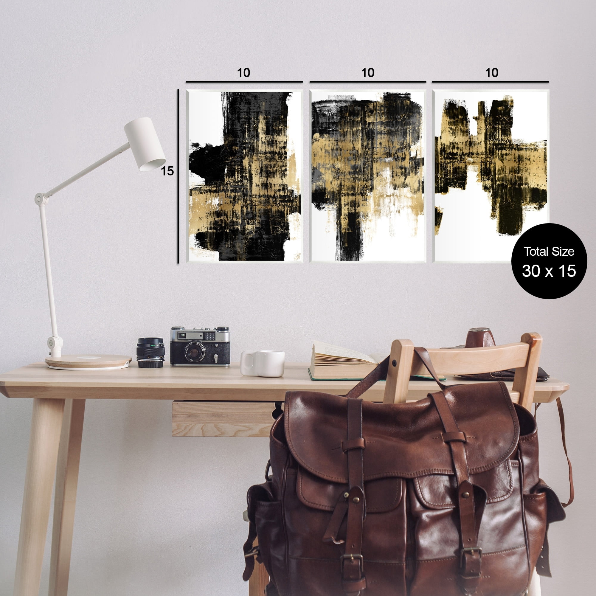 Stupell Industries Bold Black Brushstrokes Golden Distressed Accent Wall Plaque by Alex Wise