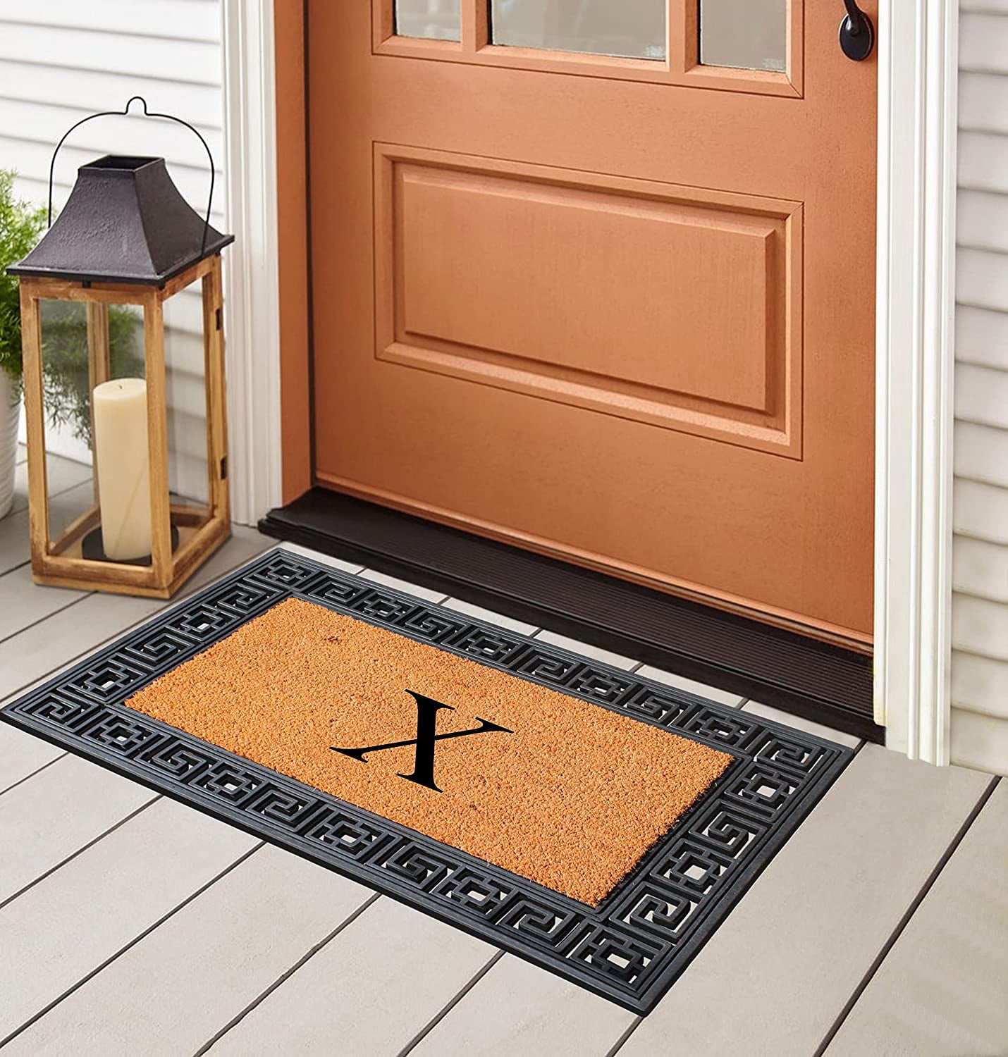 A1HC Natural Rubber & Coir 24x36 Monogrammed Doormat For Front Door, Anti-Shed Treated Durable Doormat for Outdoor Entrance, Heavy Duty, Low Profile, Easy to Clean, Long Lasting Front Porch Entry Rug