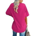 thumbnail image 2 of Anbech Shoulder Drop Shirt for Women Oversized Tshirt V Neck Casual Solid Loose Fit Short Sleeve Top, 2 of 3