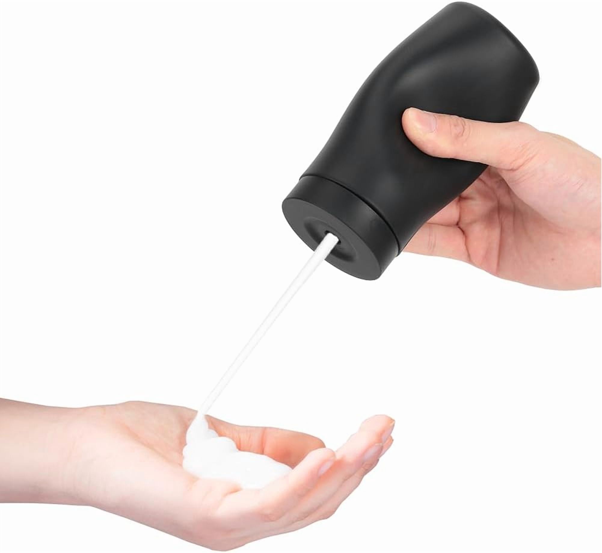 ABCISI Refillable Dish Washing Liquid Dispenser, Silicone Squeeze Dish Soap Bottle for Essential Oil Lotion Shampoo, Dishwashing Liquid Divided Container for Travel Kitchen Bathroom, (Black)