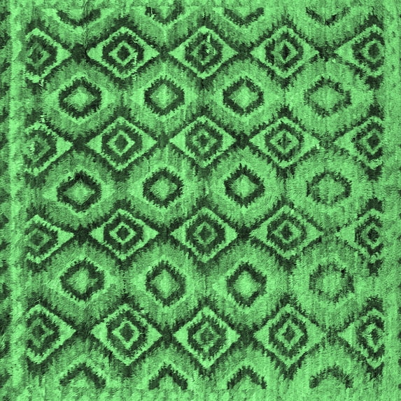 Ahgly Company Machine Washable Indoor Square Abstract Emerald Green Modern Area Rugs, 8' Square