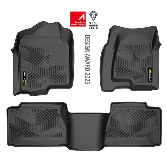 Floor Mats 3pcs Fit For Chevy Silverado GMC Sierra 1500 1999-2006 & 1500 Classic 2007, Fit Silverado Sierra 2500 2001-2004, 2WD 4WD Extended Cab TPE Floor Cargo Liners