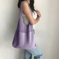 thumbnail image 2 of Stylago Crochet Bags for Women Beach Mesh Tote Bag Shopping Shoulder Handbag Casual Packable Summer Travel Boho Pocket Purple, 2 of 5