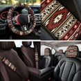 thumbnail image 4 of Uorisanigo Tribal Aztec 14 Pieces Auto Seat Cover Sets with Cars Headrest Cover and Steering Wheel Cover and Auto Seat Belt Cover Armrest Cover Car Water Cup Pad Keychain Soft for Car SUV, 4 of 6