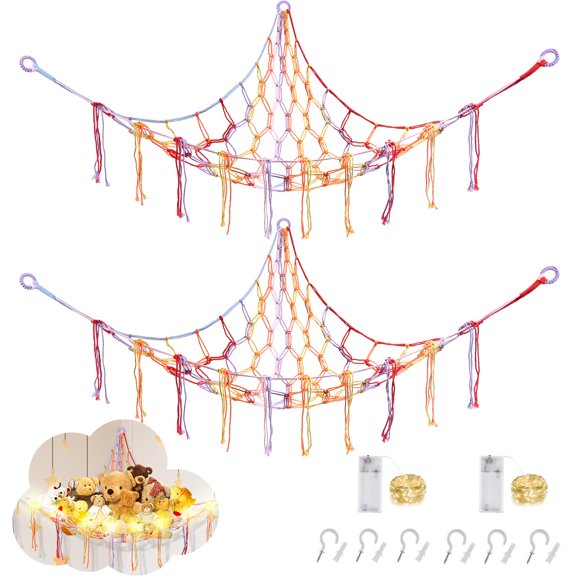 Hamaca con forma de animal de peluche CERETIA con luz LED, paquete de 2 unidades, arcoíris