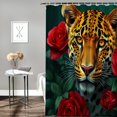 thumbnail image 3 of RKSupls Leopard with Red Roses Shower Curtain, Valentine's Day Waterproof Shower Curtain with Hooks for Home Bathtub Bathroom Decor Washable Fabric Curtains,213x180cm, 3 of 5