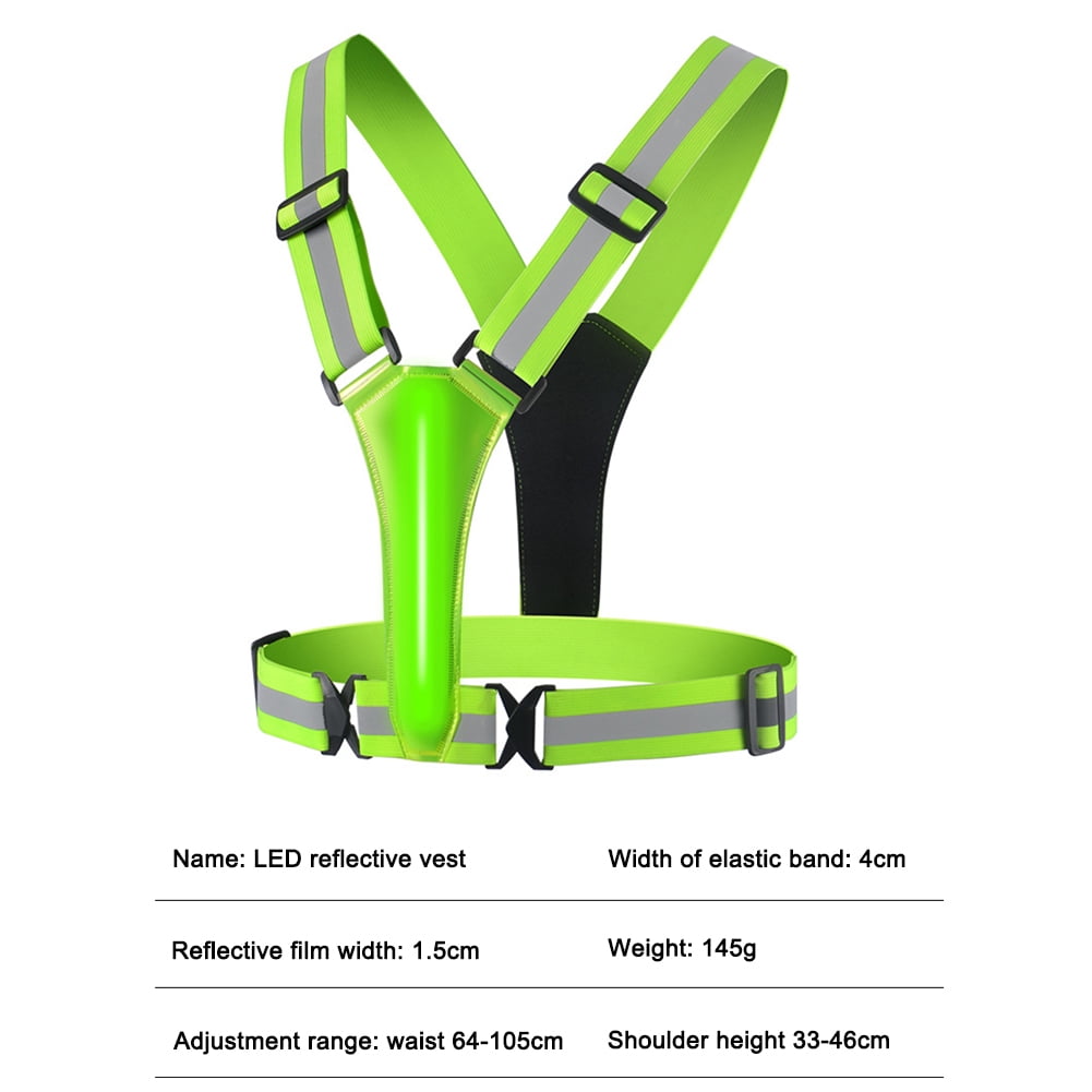 LED Running Vest USB Rechargeable Reflective Safety Vest High Visibility Light Vest for Night Running Cycling Walking Outdoor Sports