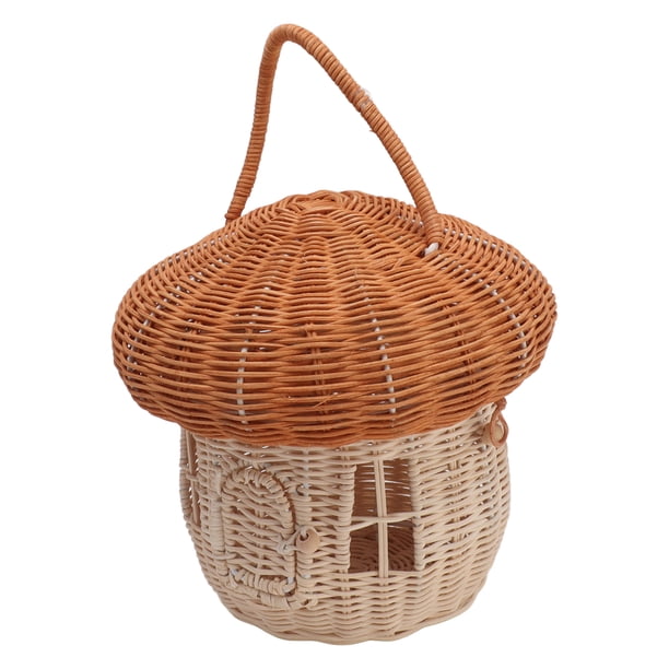 Cesta Tejida De Ratán, Hecha A Mano, Ligera, Con Forma De Hongo, Cesta De Ratán Portátil, Natural, Linda, Elegante Para Almacenamiento De Accesorios Fotográficos
