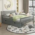 thumbnail image 3 of Full Size Grey Wood Platform Bed with Guardrails & Drawers, 3 of 8