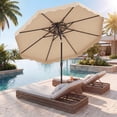 thumbnail image 2 of Gymax 9 FT Patio Umbrella w/Push Button Tilt & Crank 2-Tier Vented Top 8 Metal Ribs Beige, 2 of 10