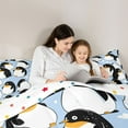 thumbnail image 5 of jejeloiu Cute Cartoon Penguin Bedding Comforter Set,Ntarctic Wild Animal Twin Comforter Sets,White Blue Black Bedding Set For Girls Boys,Microfiber Bedroom Decor Reversible,2pcs, 5 of 8
