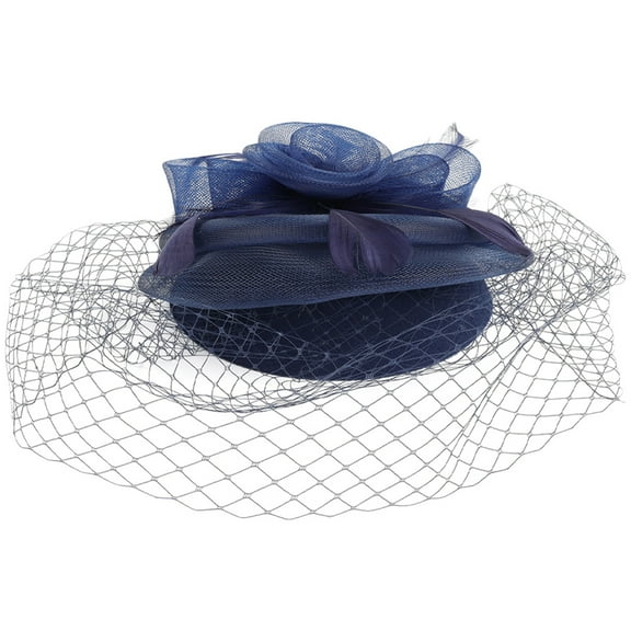 Masteelf Bride Hat Dressy Cocktail Hat Women Headpieces Banquet 24X18X8CM Navy