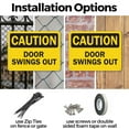 thumbnail image 3 of (2 Pack) Door Swings Out OSHA Caution Sign 24 Inch X 18 Inch Indoor / Outdoor Rust-Free Aluminum Metal Signs for Workplace, Workshop, and Construction Site, Made in the USA, 3 of 8