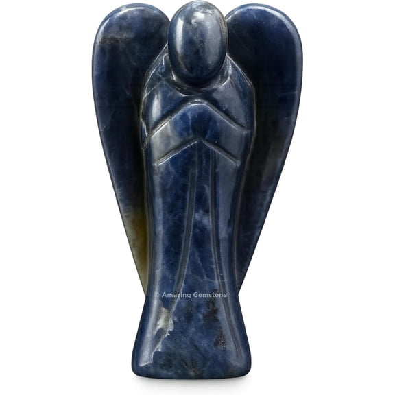 Iolite Guardian Angel, Carved Angel Figurine - 1.5 inch
