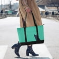 thumbnail image 4 of FORMRS Canvas Laptop Tote Bag for Women with 15.6" Computer Compartments Shoulder Handbag, Green Cat, 4 of 7