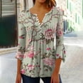 thumbnail image 1 of Fiudx Liquidación de Ofertas Flash Camiseta Estampada a La Moda para Mujer, Blusa con Mangas 3/4, Camisetas Informales con Cuello En V, 1 of 5