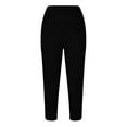 thumbnail image 3 of Lovskoo Capri Leggings for Women Quick Drying Solid Color Oversized Tight Elastic Comfortable Fitness Capris Yoga Lounge Pants Black, 3 of 7
