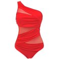 thumbnail image 4 of GFDYREE Women's One Piece Swimsuits One Shoulder Plus Size Swimwear Bathing Suit with See Through Mesh Style, 4 of 4