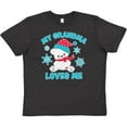 thumbnail image 3 of Inktastic Polar Bear My Grandma Loves Me in Santa Hat with Snowflakes Youth T-Shirt, 3 of 5