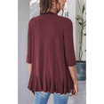 thumbnail image 4 of Cárdigan Abierto para Mujer, 3/4, Tejido Suave Drapeado, Color Vino Tinto, Talla XXL, 4 of 7