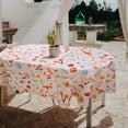 thumbnail image 4 of Boho Oval Tablecloth 60 x 84, Orange Pink Boho Tablecloth Table Cover, Mushroom Farmhouse Table Cloths for Parties, Kitchen Dining Table, Polyester Fabric Tablecloth, Boho Decor, 4 of 6