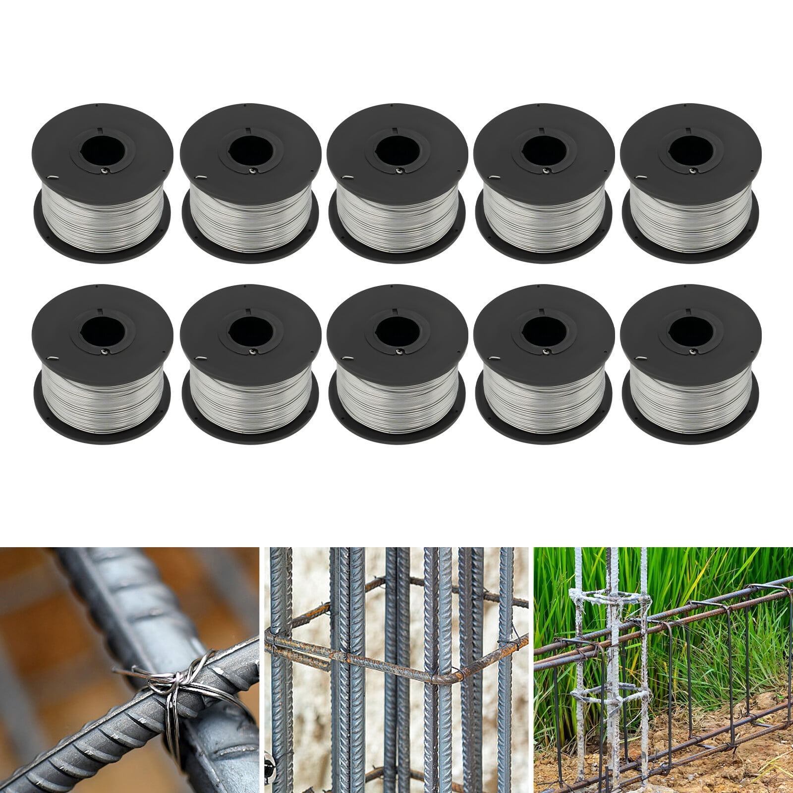 10 Rolls Galvanised Iron Wires Diameter 360.89 Ft Galvanized Cable Wire Rope for Chandeliers, Clotheslines, Lightning Lines Between Trees