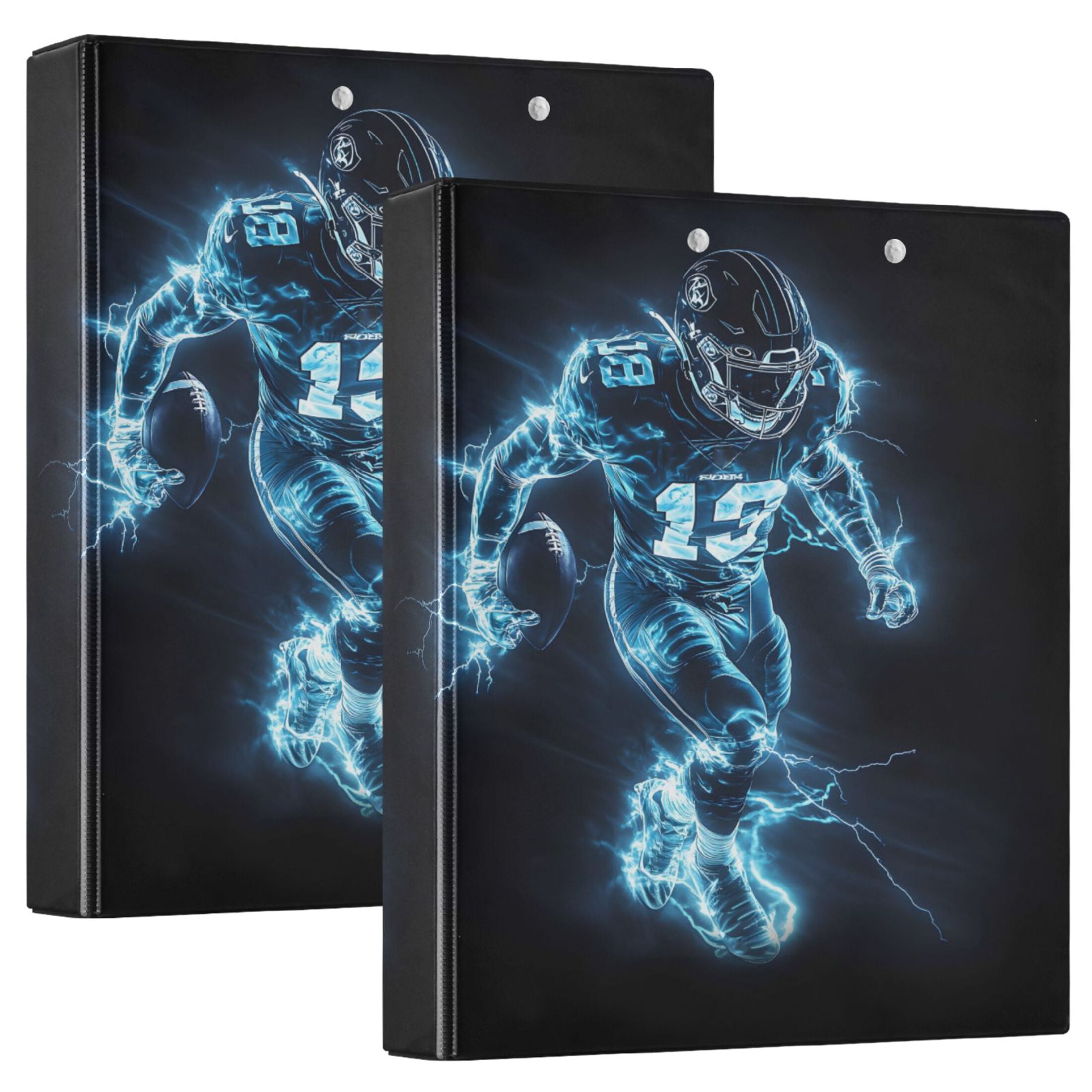 joogoo Cool Football Player Hardcover 3 Ring Binder 1.5" Round Rings Interior Pockets Binders Organizer 1 Pack