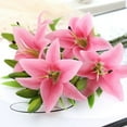 thumbnail image 4 of Viworld Artificial Tiger Lily 5Pcs Latex Fake Flowers Real Touch Bouquet For Wedding Party Home Office Garden Hotel Decor (Dark Pink), 4 of 7